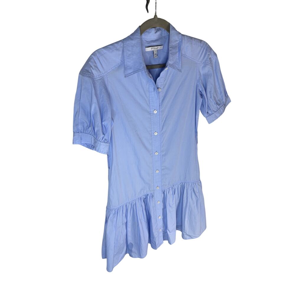 Derek Lam Crosby Luma Mini Shirt Dress Puff Sleeve Coastal Grandma Summer Boho 0 - Picture 5 of 9